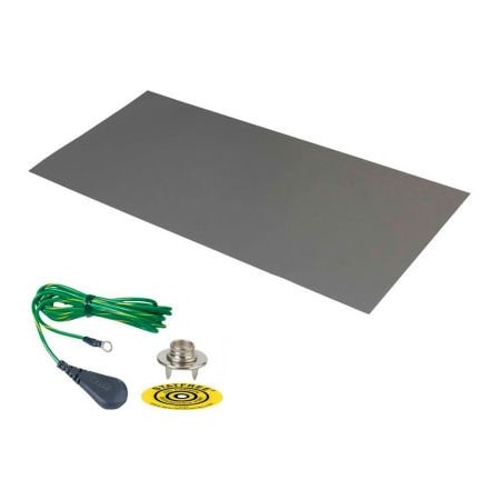 Desco Industries Inc Desco Dual Layer Rubber Mat 66224 with Ground 24"D x 48"W - Gray 66224
